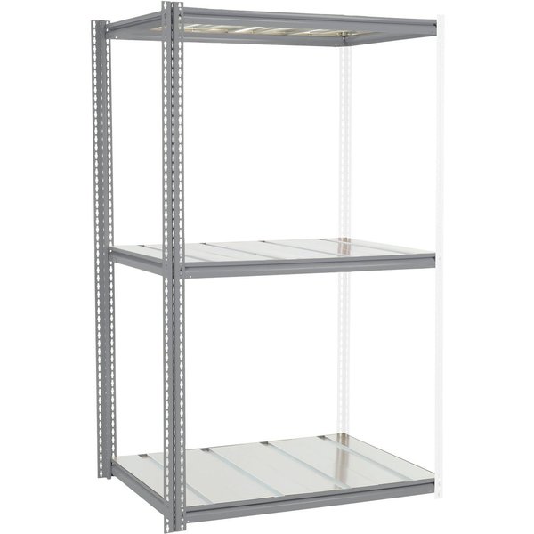 Global Industrial High Cap. Add-On Rack 48Wx24Dx84H 3 Levels Steel Deck 1500lb Per Level GRY 581010GY